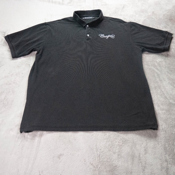 Vintage COOGI Men 2XL XXL Black White Embroidered Logo Polo Short Sleeve Shirt - Picture 1 of 9
